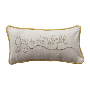 Lumbar Joy To The World Pillow w/ Piping & Velvet