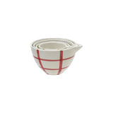 Green & Red Grid Stoneware Prep Bowl Set