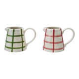 Green/Red Grid Stoneware Creamer