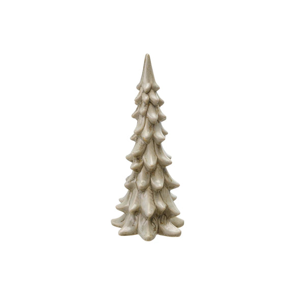 Large Pale Green Stoneware Reactive-Glazed Tree