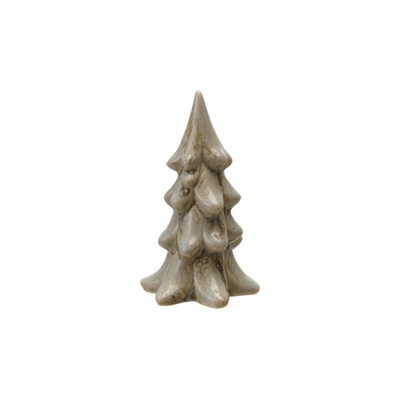 Small Pale Green Stoneware Reactive-Glazed Tree
