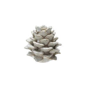 Cream Stoneware Pinecone-Shaped Taper Holder