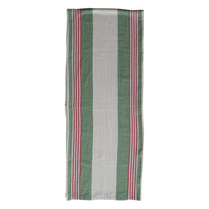 Striped Green, Red, & Grey Flour Sack Table Runner