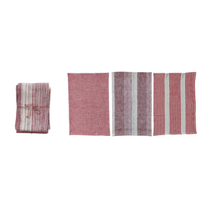 Red & Natural Woven Tea Towel Set