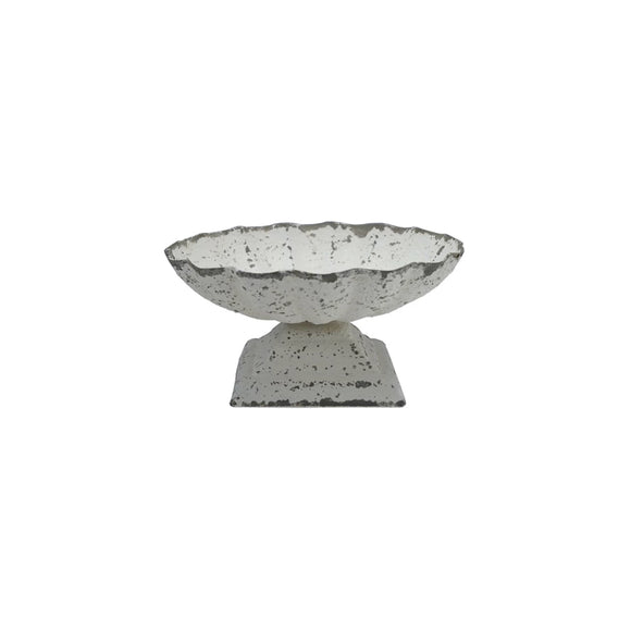 Distressed Cast Scalloped Footed Dish