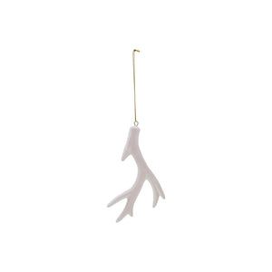 White Bisque Deer Antler Ornament