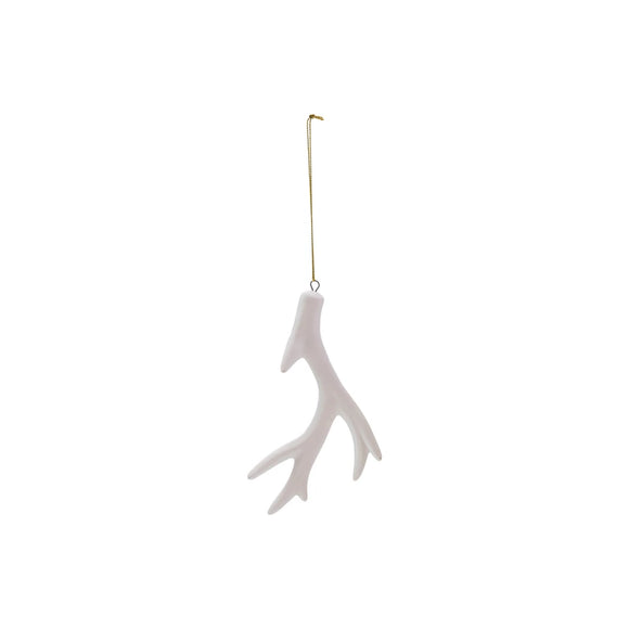 White Bisque Deer Antler Ornament