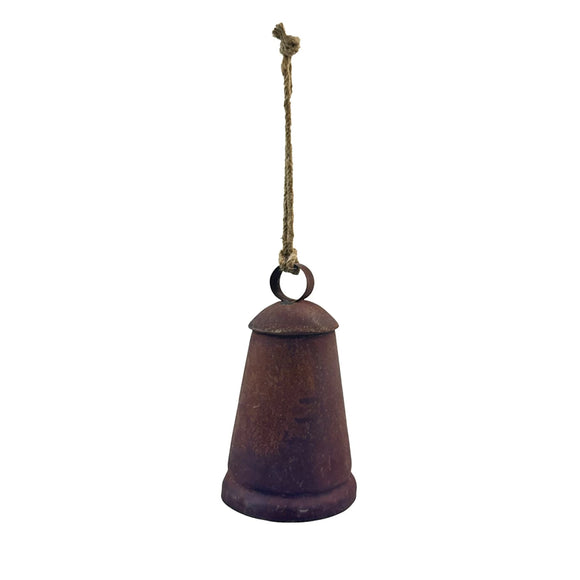 Rusted Metal Bell Ornament w/ Jute