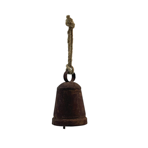 Small Rusted Metal Bell Ornament w/ Jute