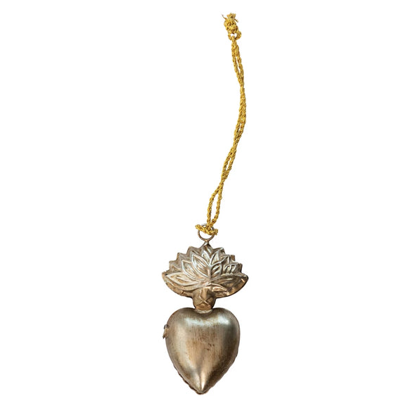 Embossed Metal Sacred Heart Locket Ornament