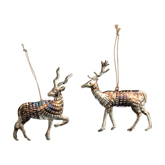 Embossed Metal Deer Milagro Ornament
