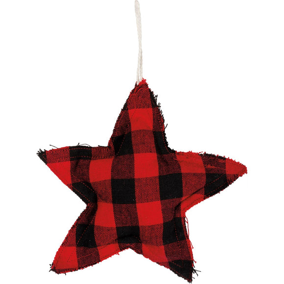 Red Buffalo Check Fabric Star Ornament