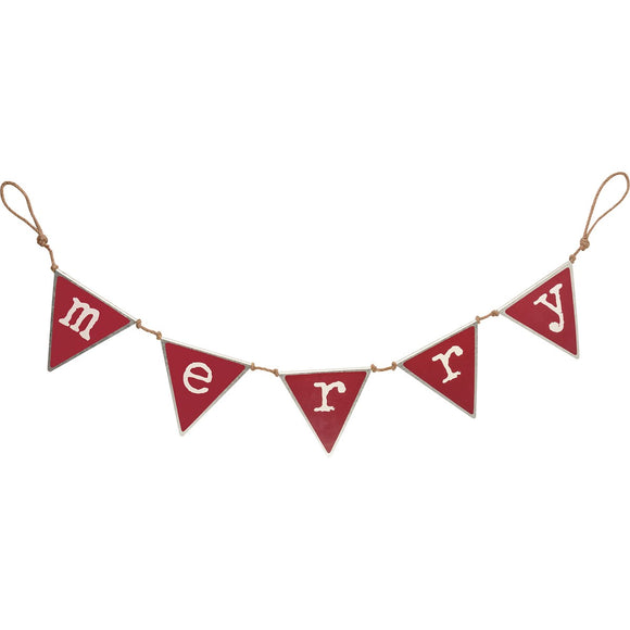 Metal Merry Pennant Banner