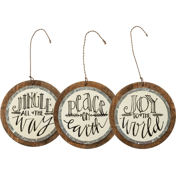 Wooden Holiday Sentiment Ornament