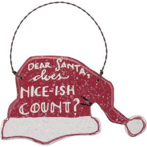 Wooden Santa Hat & Sentiment Ornament