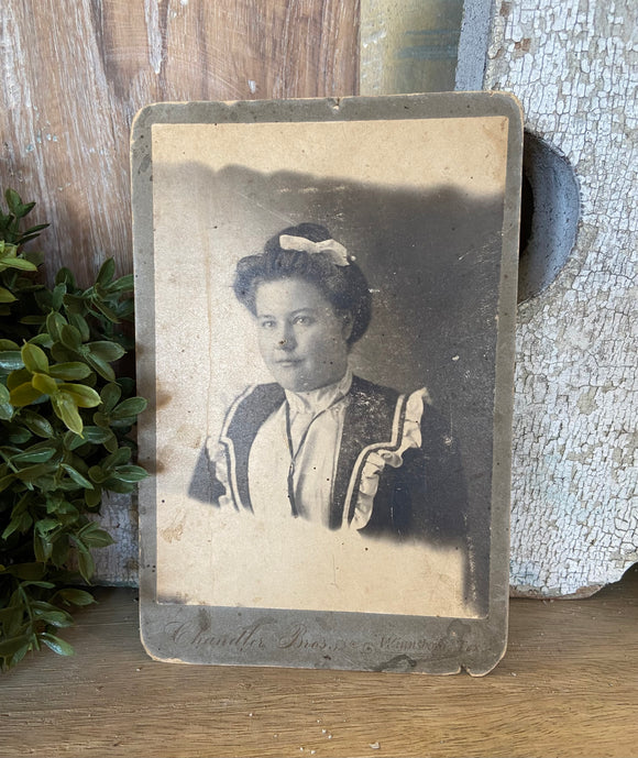 Antique Chandler Bros. Winnsboro, TX Cabinet Portrait of Woman