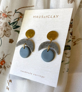 Handmade Bluestone Crescents Clay Earrings