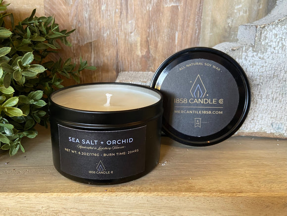 Sea Salt + Orchid 6oz Candle in Travel Tin