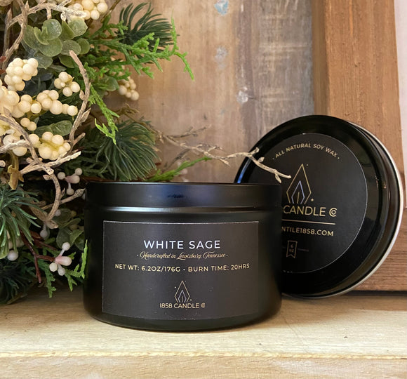 White Sage 6oz Soy Candle in Travel Tin