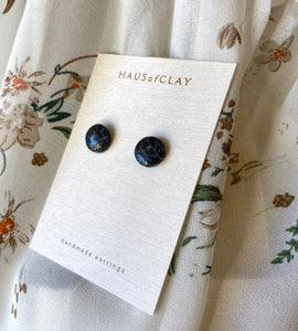 Handmade Unisex Black Marble Clay Earrings