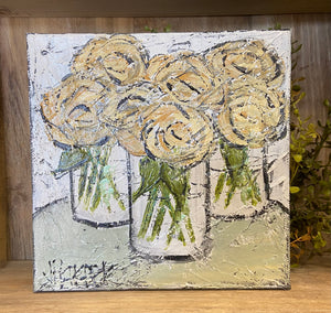 Jill Harper 8" Vases of Yellow Roses Canvas Art