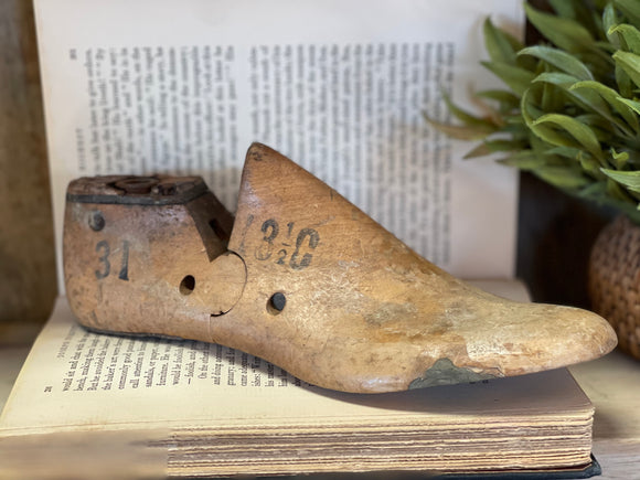 Vintage Right Wooden Shoe Mold with 1948 Stamp