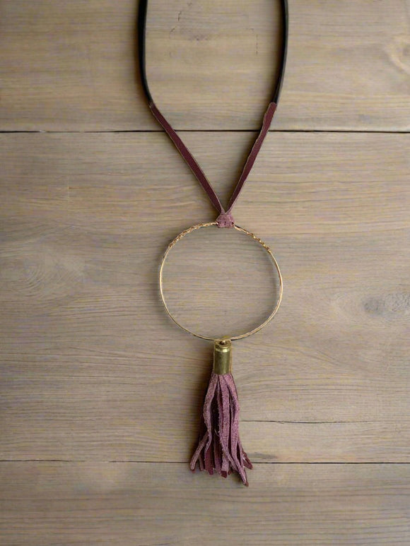 Leather Tassel Loop Necklace