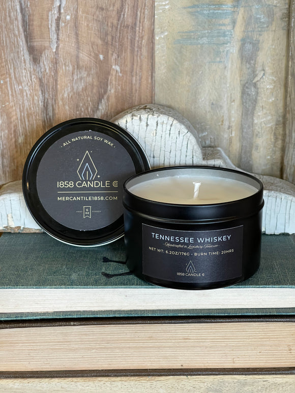 Tennessee Whiskey 6oz Soy Candle in Travel Tin