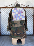 Up-cycled Military Jacket with Quilt Detail-- Medium Regular