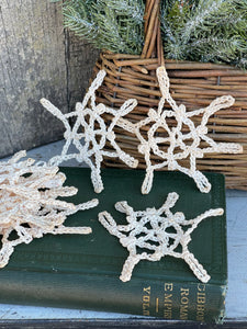 Lot of 10 Vintage Knit Snowflakes