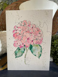 Original D. Vaughn Pink Hydrangea Handmade Card