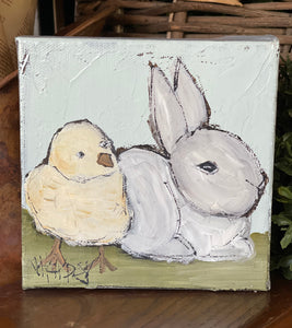 Jill Harper 5" Bunny & Chick Canvas Art