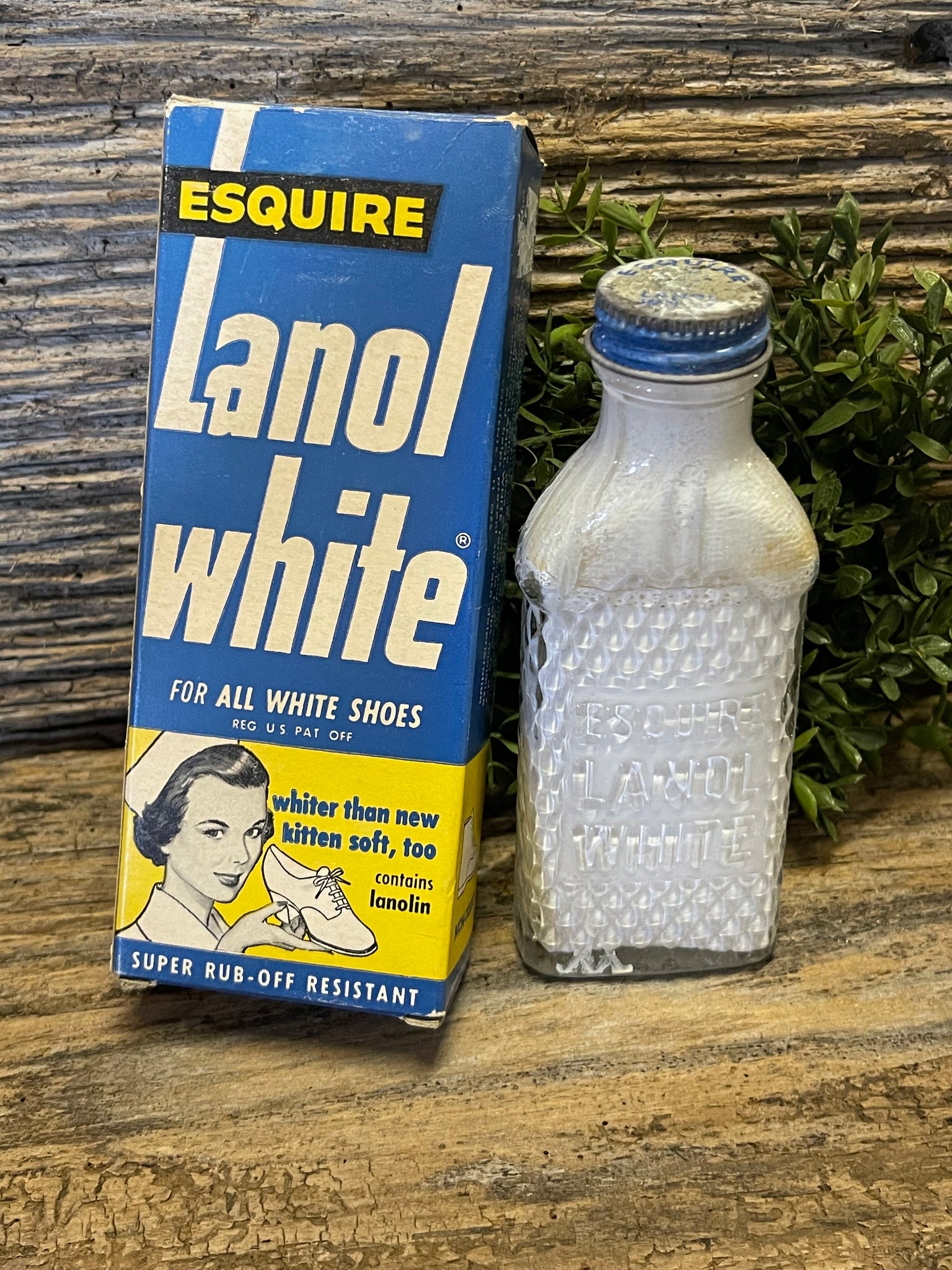 Vintage Old Advertising Esquire Lanol White Shoe Polish Baby Nurses  Original Box