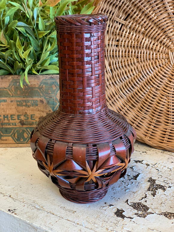 Vintage Wicker Bud Vase