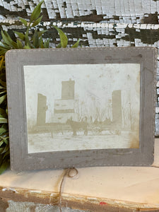Vintage Faded Photo Card of Horse + Buggy