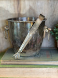 Vintage Silver Plate Ice Bucket & Tong Set