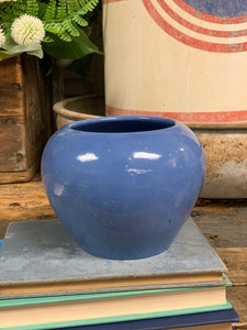 Vintage Blue Stoneware Planter