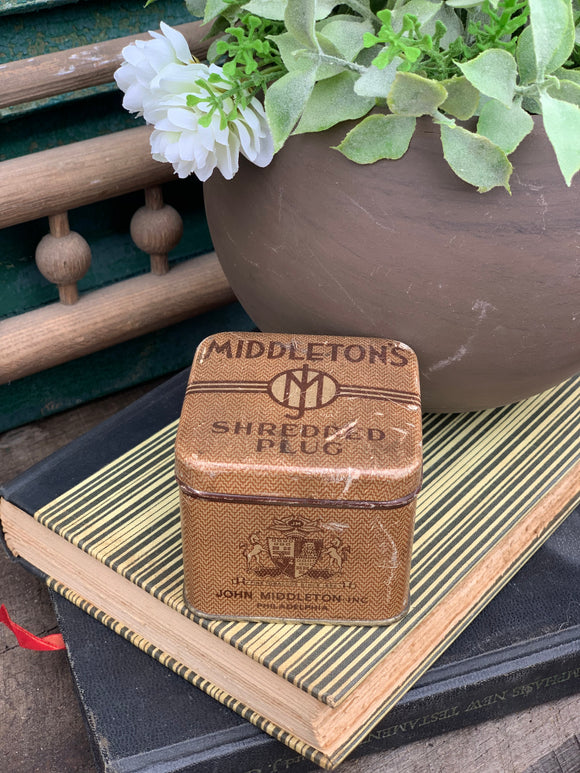 Square Vintage John Middleton's Shredded Plug Tin