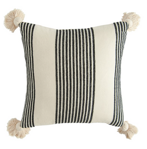 Rayon & Cotton Striped Pillow w/ Tassels