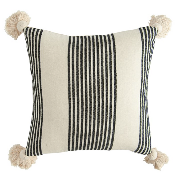 Rayon & Cotton Striped Pillow w/ Tassels