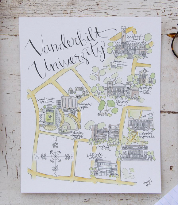 Vanderbilt University Watercolor Print