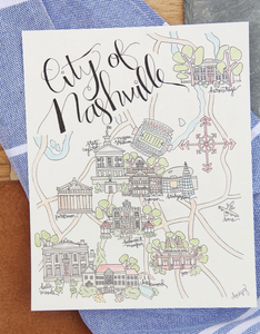 City of Nashville Watercolor Print