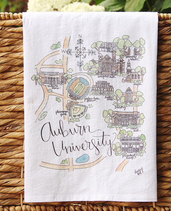 Auburn University Map Tea Towel