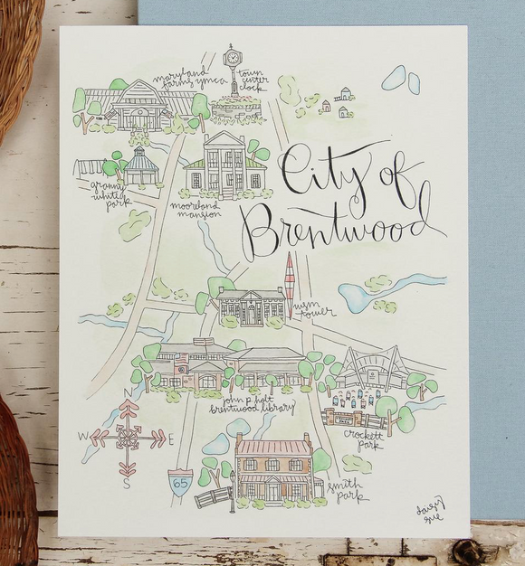 City of Brentwood Watercolor Print