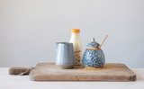 Hand-Painted Stoneware Sugar Pot & Creamer Set
