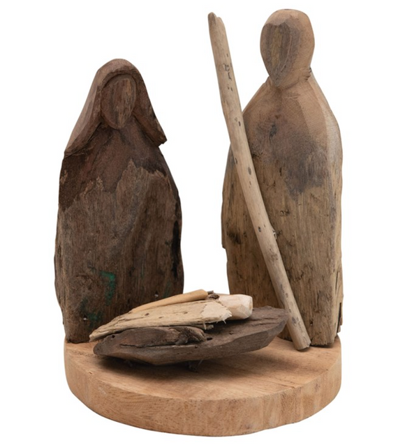 Handmade Driftwood Holy Family Set