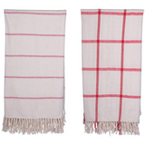 Red & Cream Brushed Cotton Throw