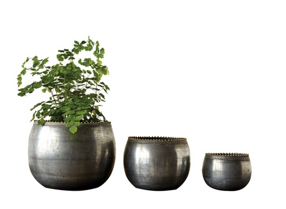 zinc planter pots Round Zinc Planters