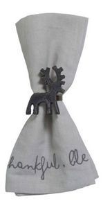 Gunmetal Reindeer Napkin Ring Set