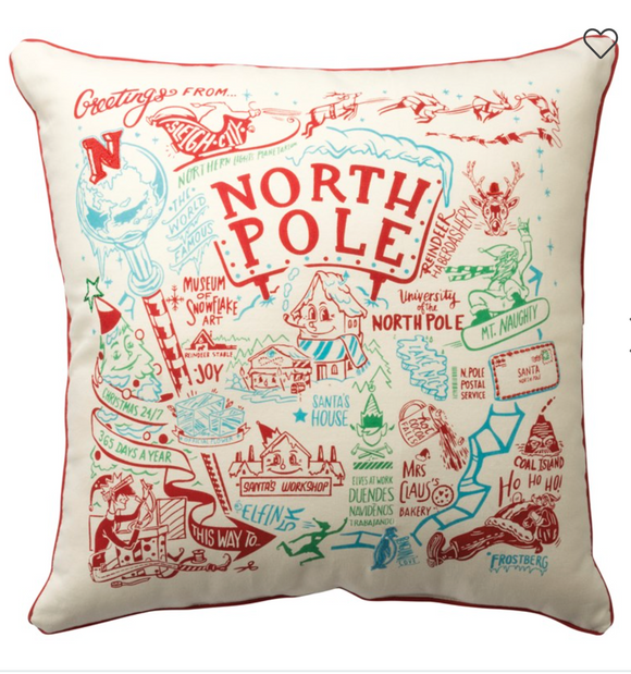 North Pole Map Pillow